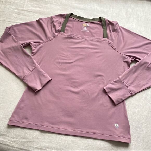 NWOT Mountain Hardwear Lons Sleeve Square Neck Top - Mauve Size L - Picture 1 of 8